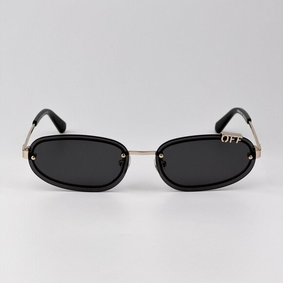 Off-White MIAMI Men Sunglasses – Gold Oval Frame with Grey Lenses | Model - Picture 1 of 11